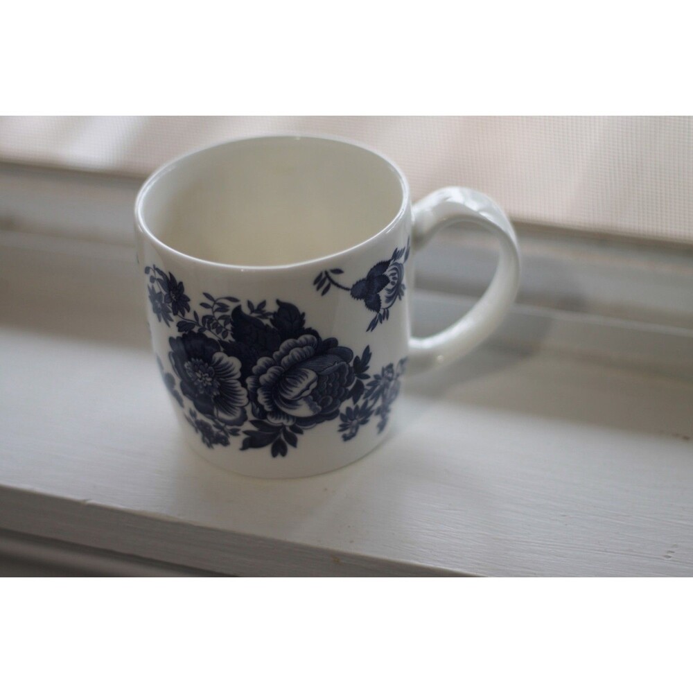 Roy Kirkham Blue Victoriana Mug Set Of 4 Fine Bone China Flowers England New